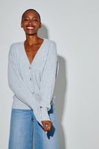 Cardigan Mira Alpaga Light Blue Fabriqué En Italie