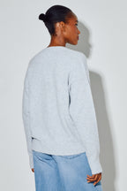Cardigan Mira Alpaga Light Blue Fabriqué En Italie