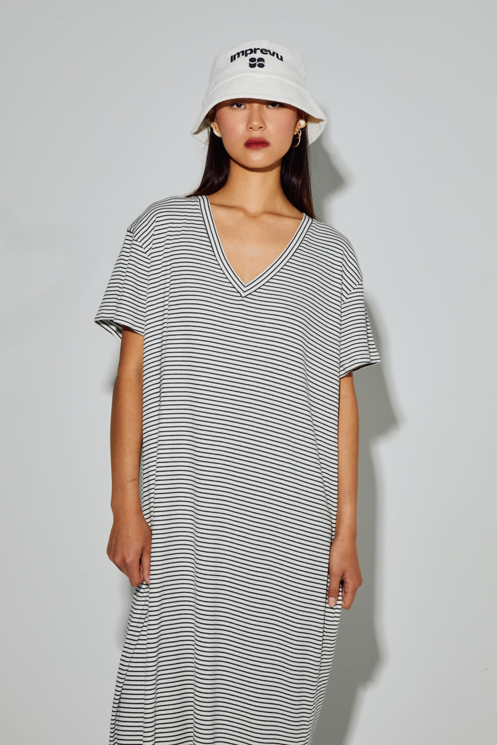 Maxi Robe Dua Rayures Noires, Fabriquée Au Portugal