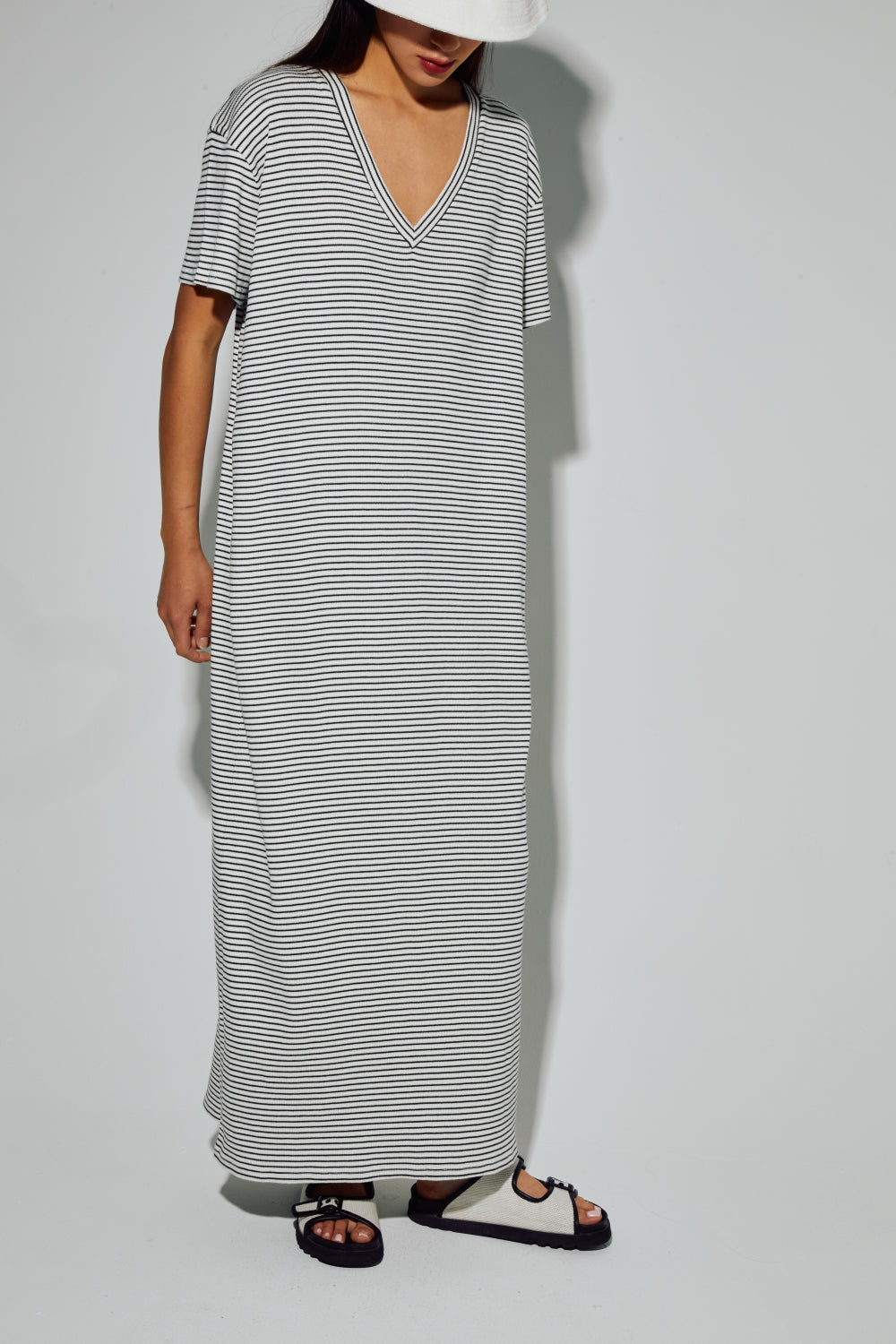 Maxi Robe Dua Rayures Noires, Fabriquée Au Portugal