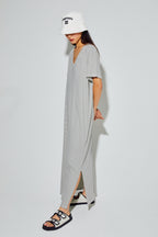 Maxi Robe Dua Rayures Noires, Fabriquée Au Portugal