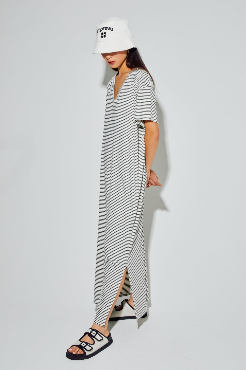 Maxi Robe Dua Rayures Noires, Fabriquée Au Portugal