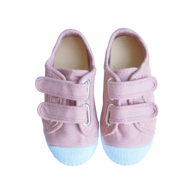 Chaussures Baskets Tennis En Toiles Scratchs - Vieux Rose - Mixte