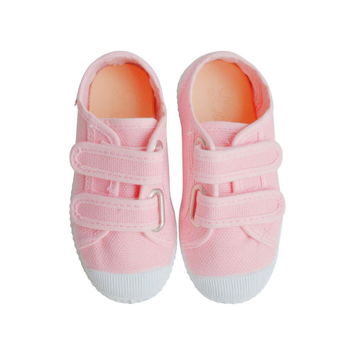 Chaussures Baskets Tennis En Toiles Scratchs - Rose - Mixte