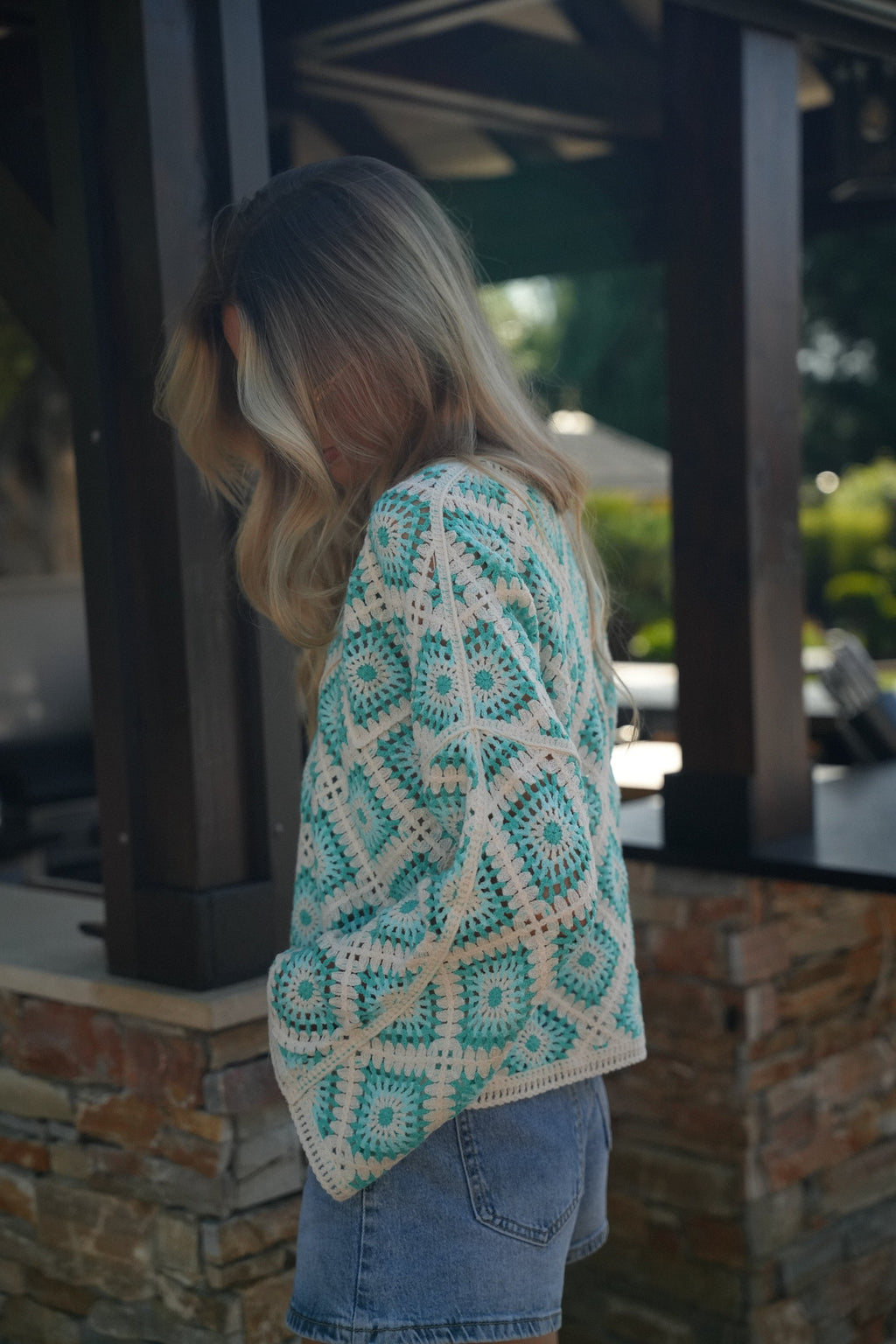 Blouse En Crochet Fidji - Bleue