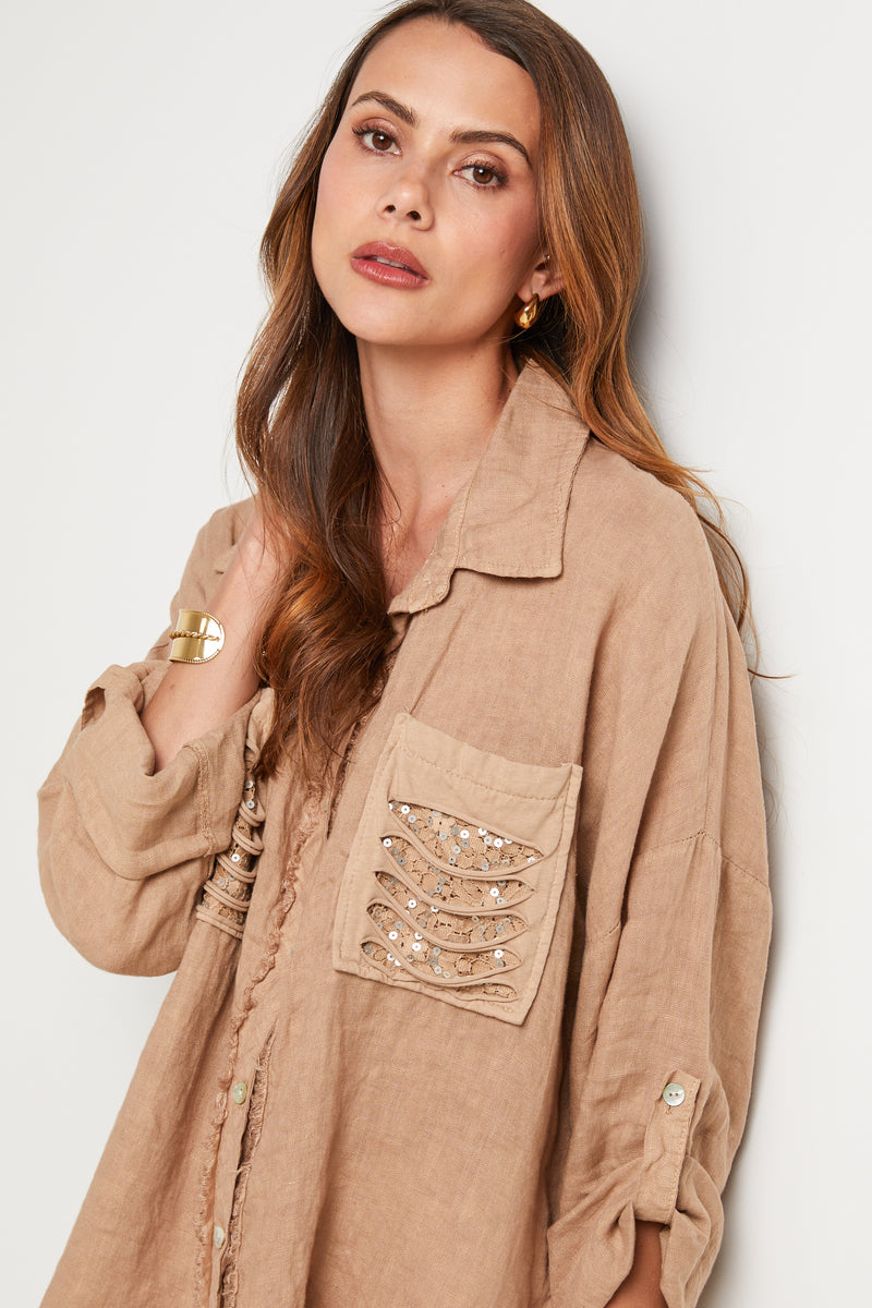 Camisa - Camel - Mujer