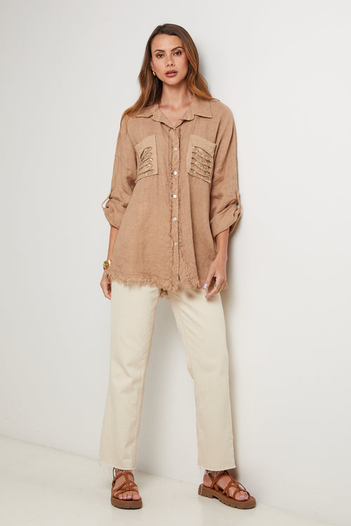 Chemise - Camel - Femme