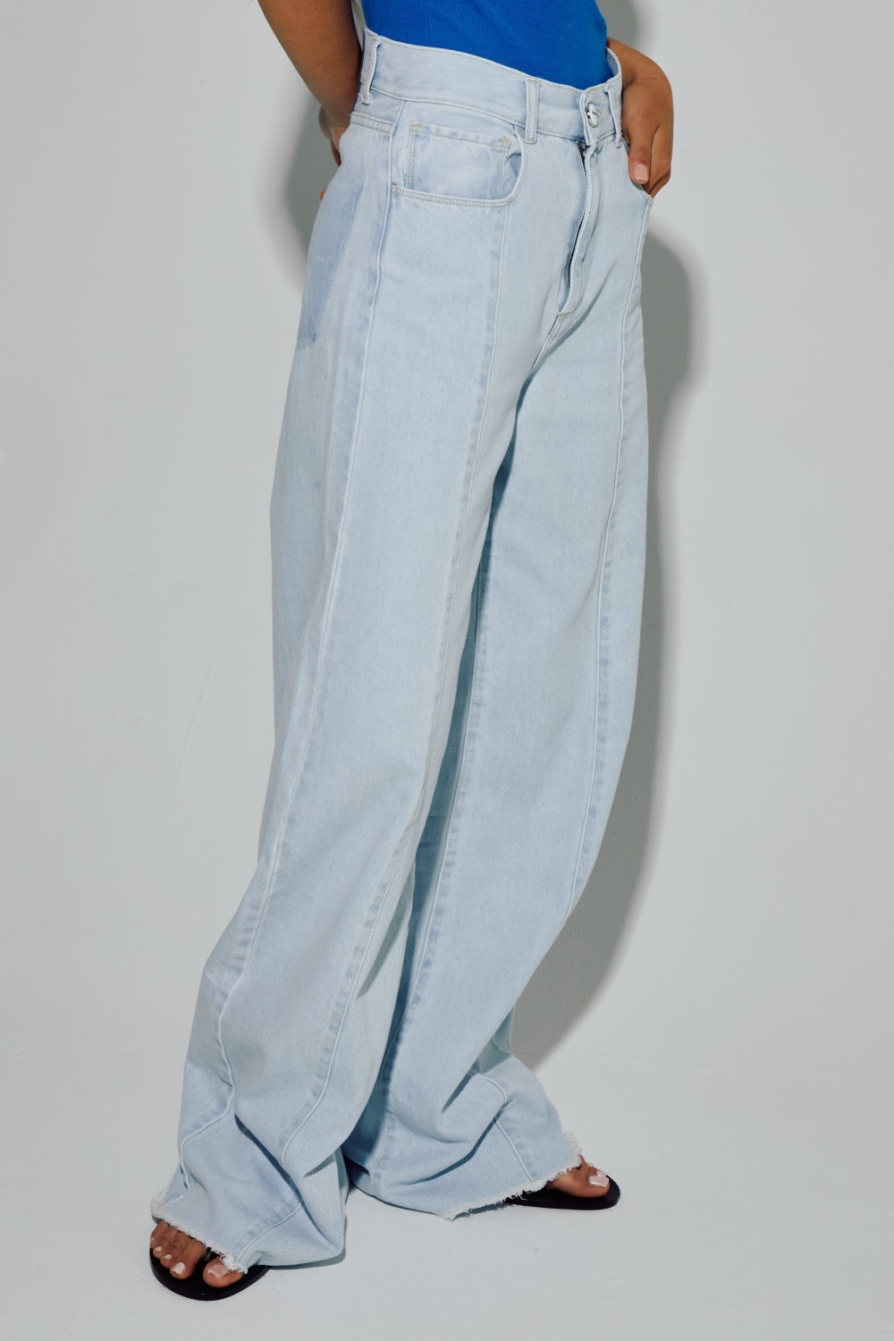 Le Denim Swiggy Palazzo Acid Blue Fabriqué Au Portugal