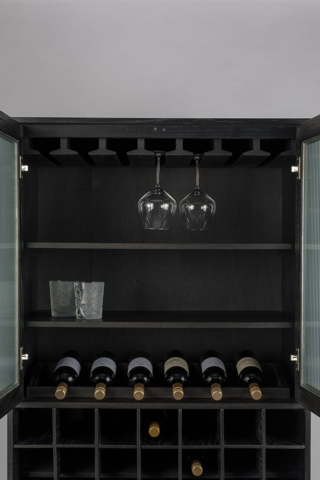 Travis - Wine Cabinet - Oak Veneer - Black Oak