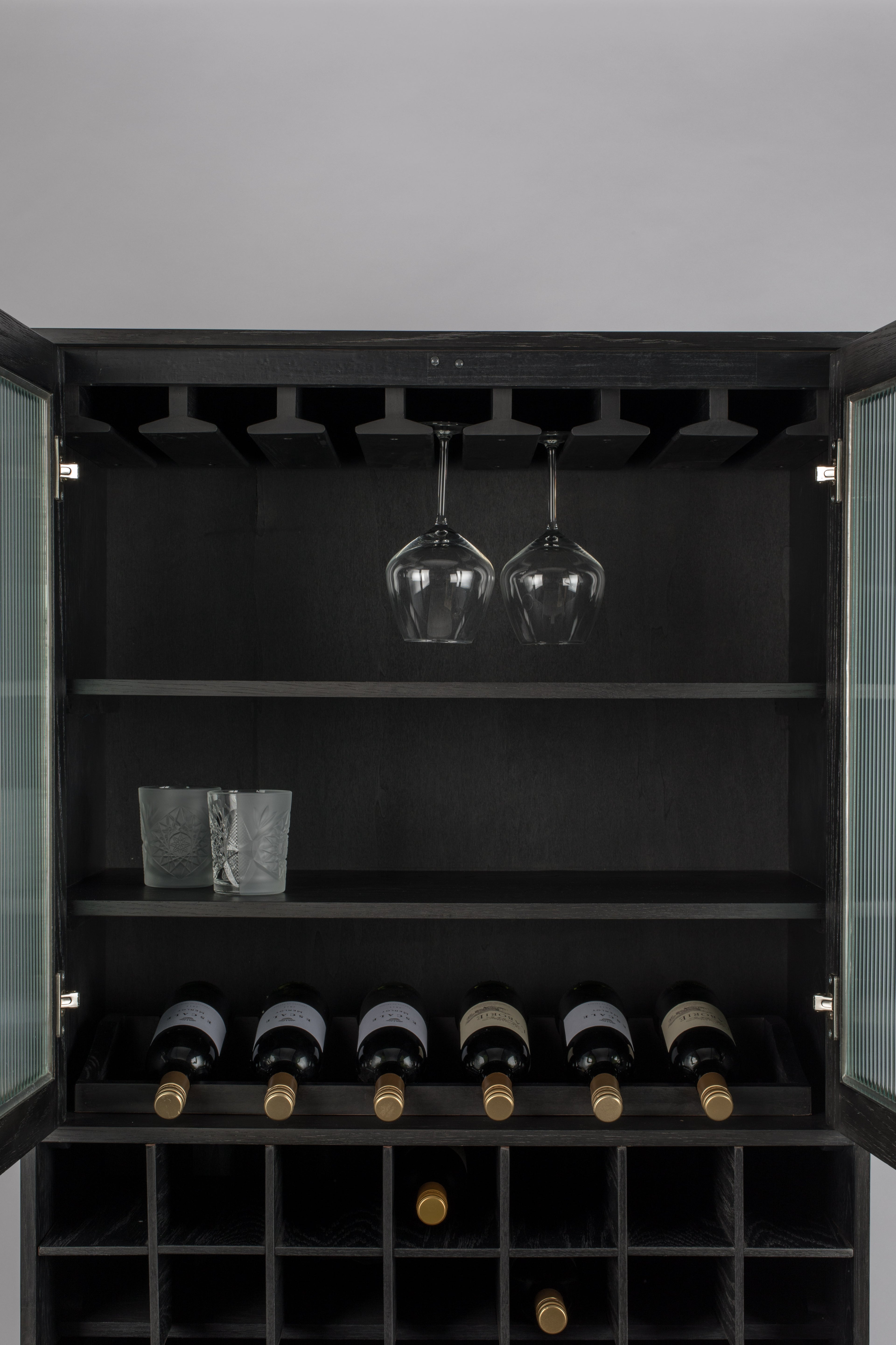 Travis - Wine Cabinet - Oak Veneer - Black Oak