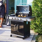 Fidgi - Barbacoa De Gas 4 Quemadores Y Plancha - Negra