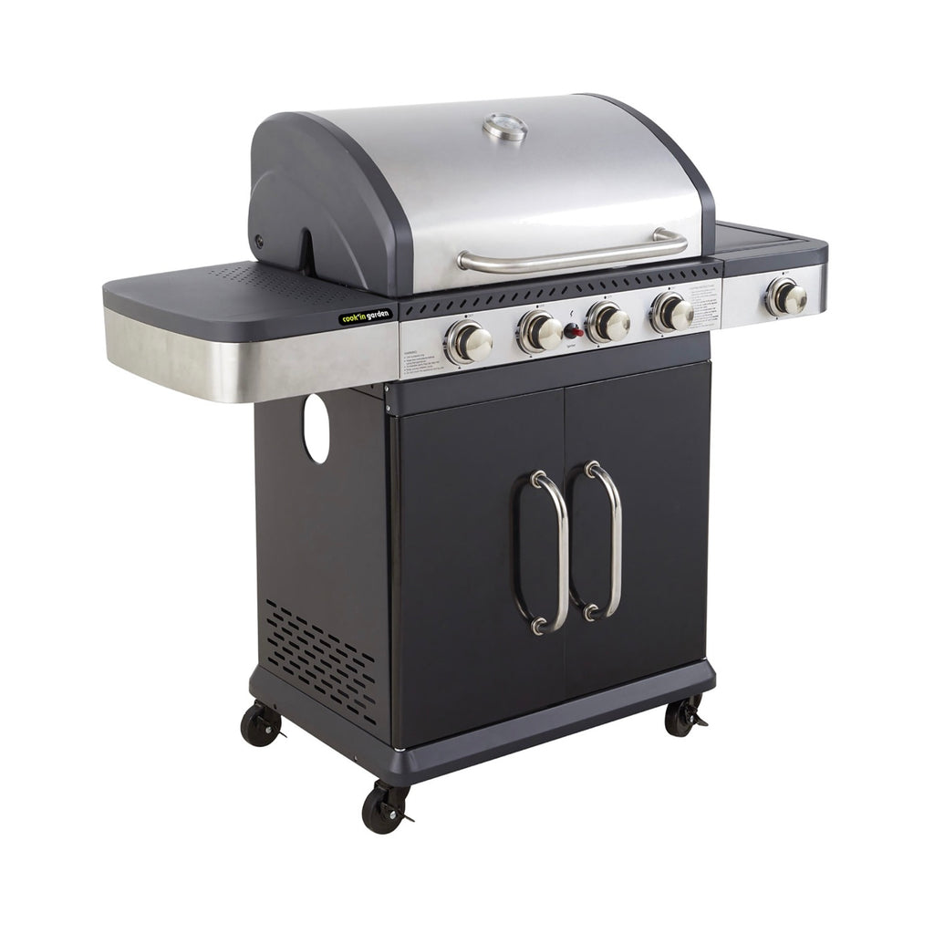 Fidgi - Barbacoa De Gas 4 Quemadores Y Plancha - Negra