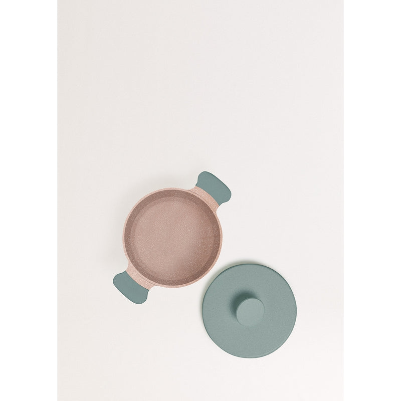 Pot Studio - Cacerola de aluminio fundido con asas de baquelita - 20 cm - Verde salvia y cobre