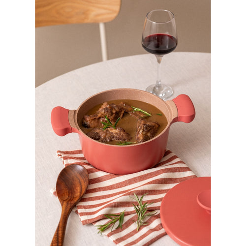 Pot Studio - Cacerola de aluminio fundido con asas de baquelita - 24 cm - Terracota y cobre