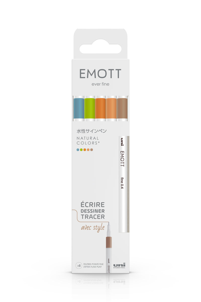 5 Feutres - Couleurs Nature - Emott By Uni-Ball