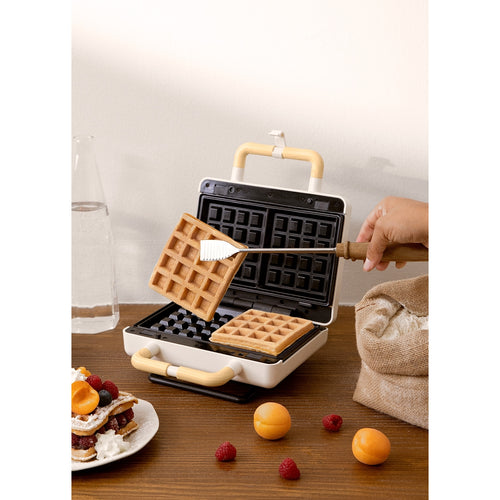 Stone Studio Double - Appareil À Croque-Monsieur, Grill & Gaufrier À Plaques Interchangeables - Blanc Cassé