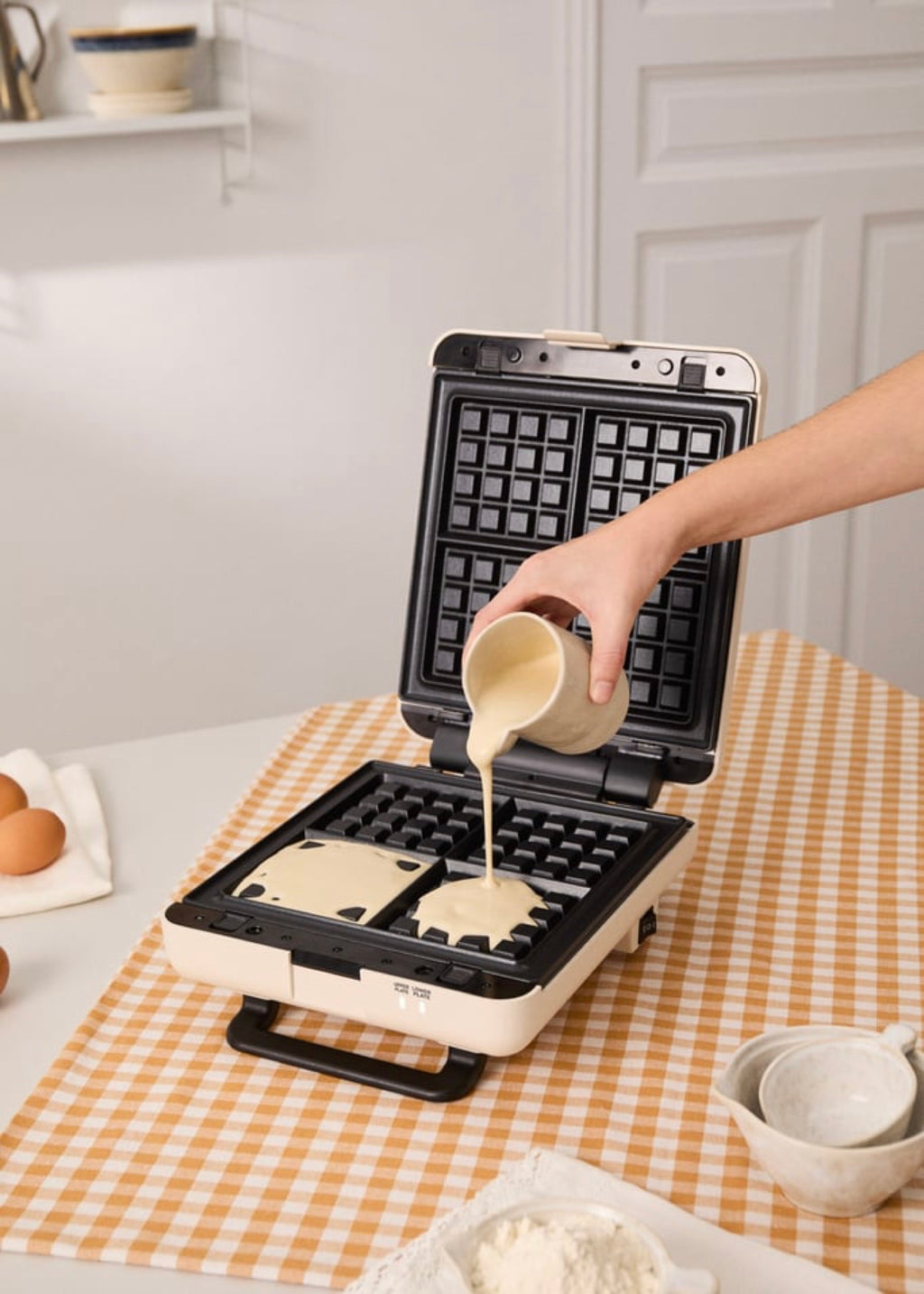 Stone Studio - Interchangeable-Plate Sandwich Grill and Waffle Maker - Off-White