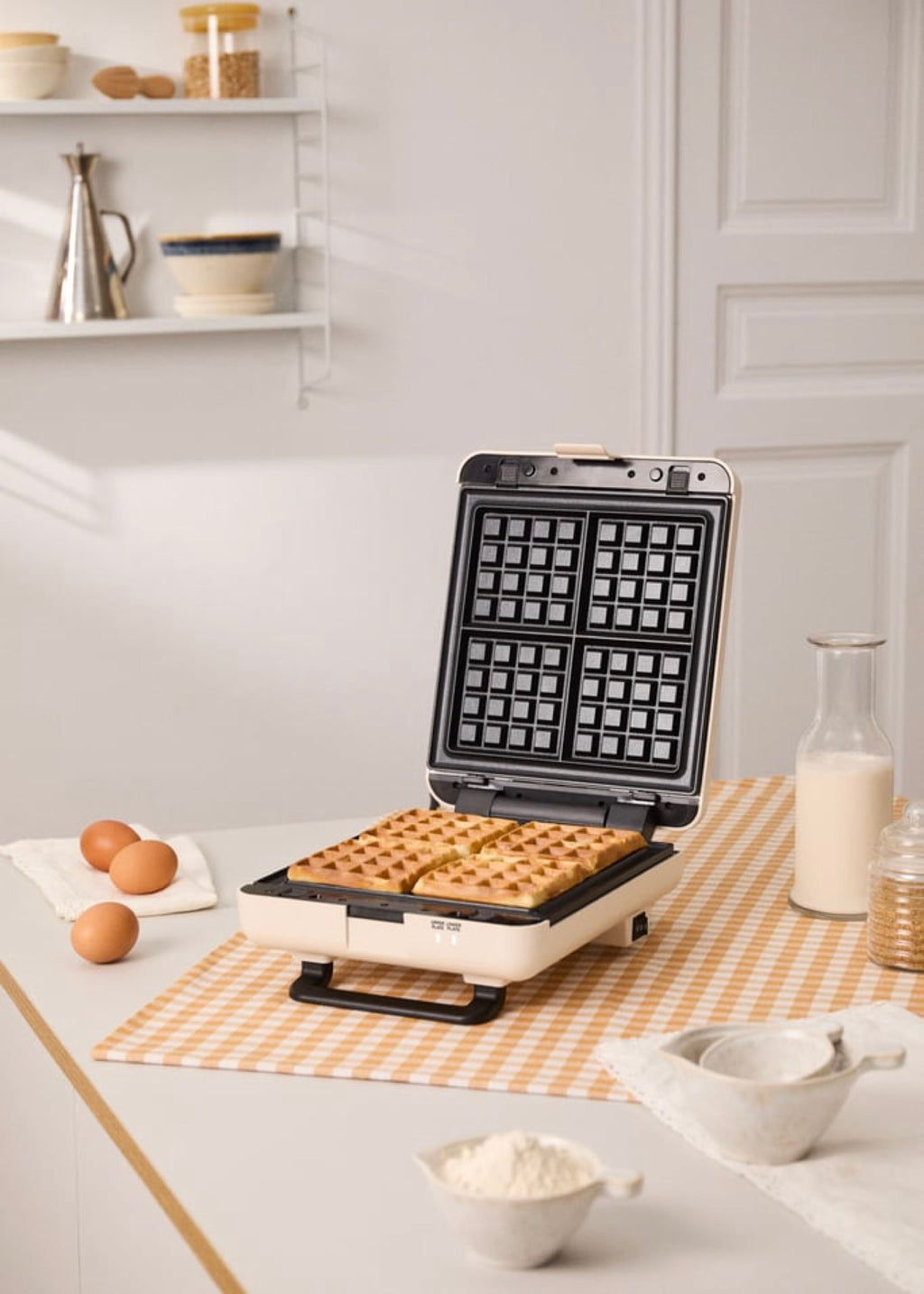 Stone Studio - Interchangeable-Plate Sandwich Grill and Waffle Maker - Off-White