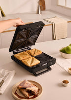 Stone Studio - Appareil À Croque-Monsieur, Grill & Gaufrier - Quadruple - Noir
