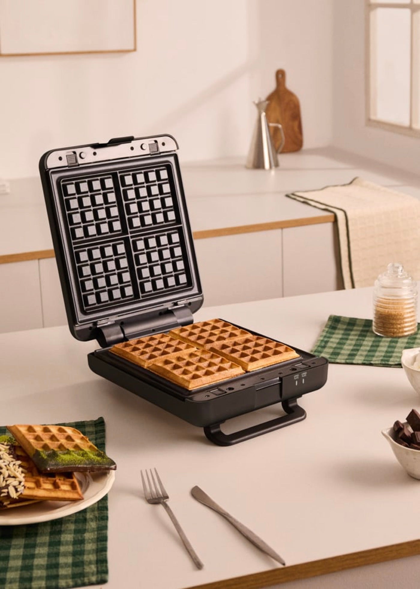 Stone Studio - Appareil À Croque-Monsieur, Grill & Gaufrier - Quadruple - Noir