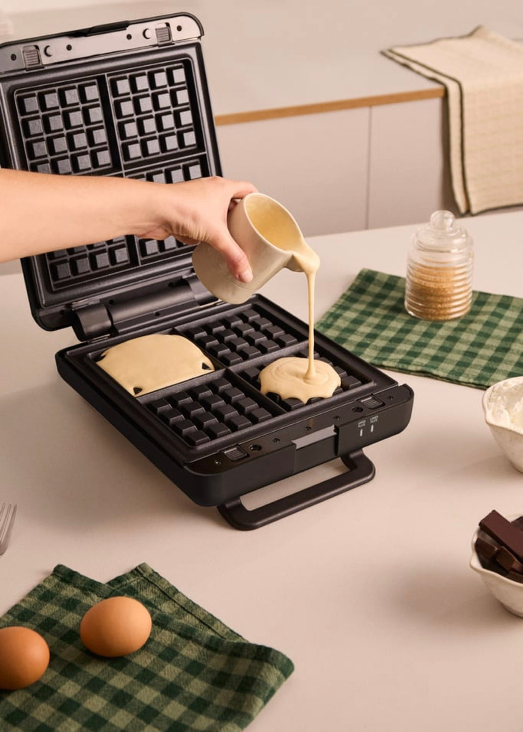 Stone Studio - Appareil À Croque-Monsieur, Grill & Gaufrier - Quadruple - Noir