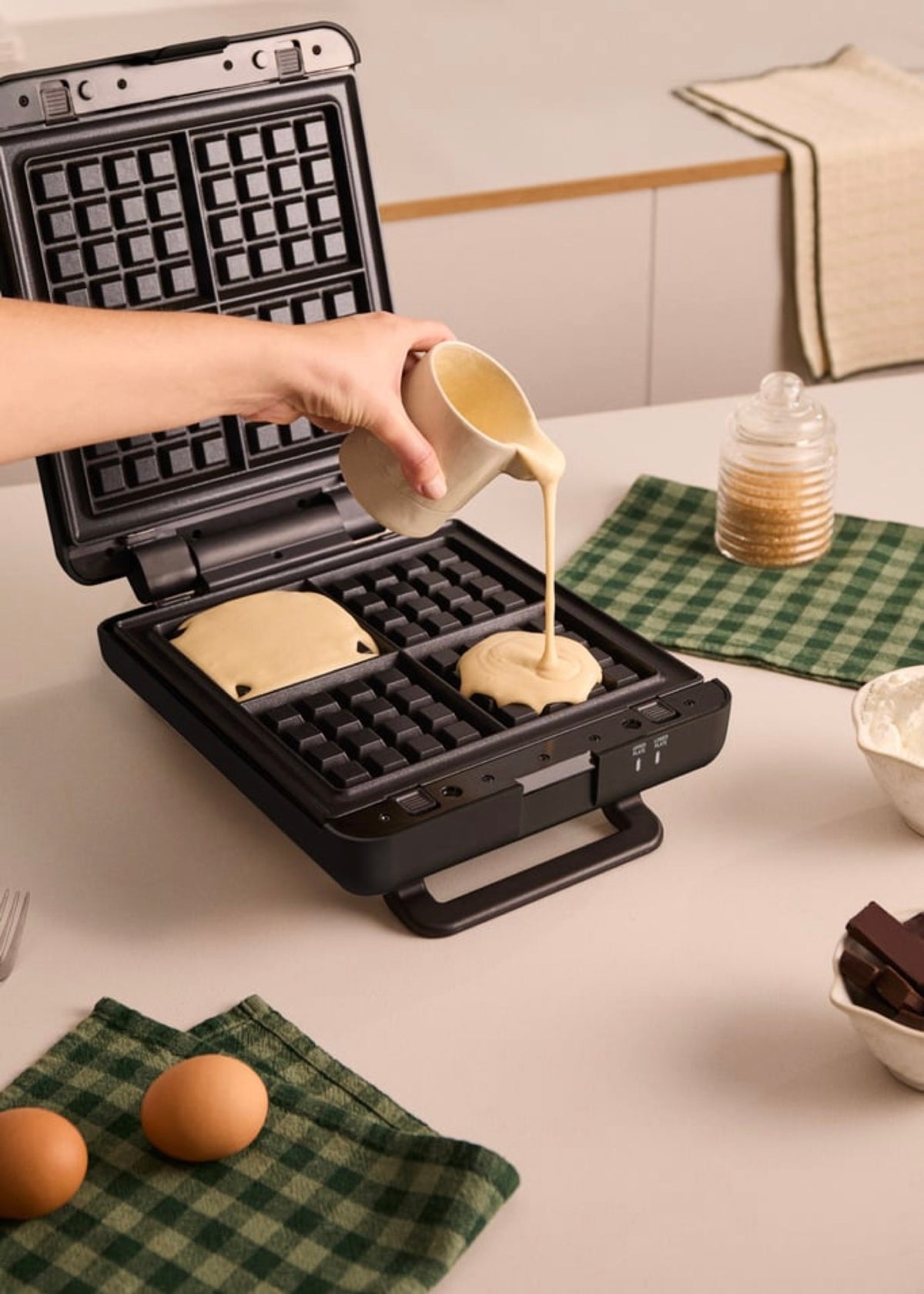 Stone Studio - Appareil À Croque-Monsieur, Grill & Gaufrier - Quadruple - Noir
