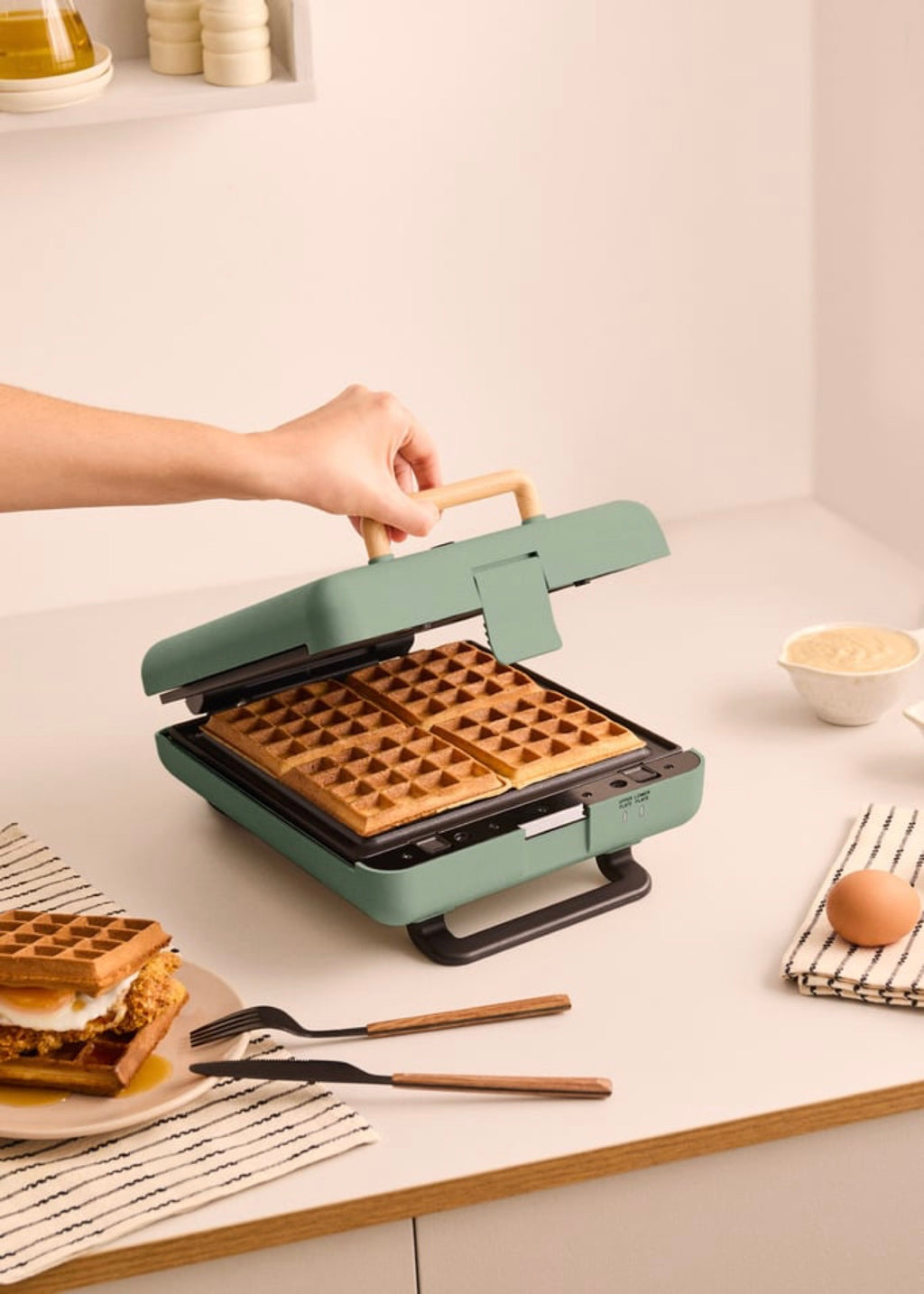 Stone Studio - Sandwich Maker, Grill & Waffle Maker - Quadruple - Sage