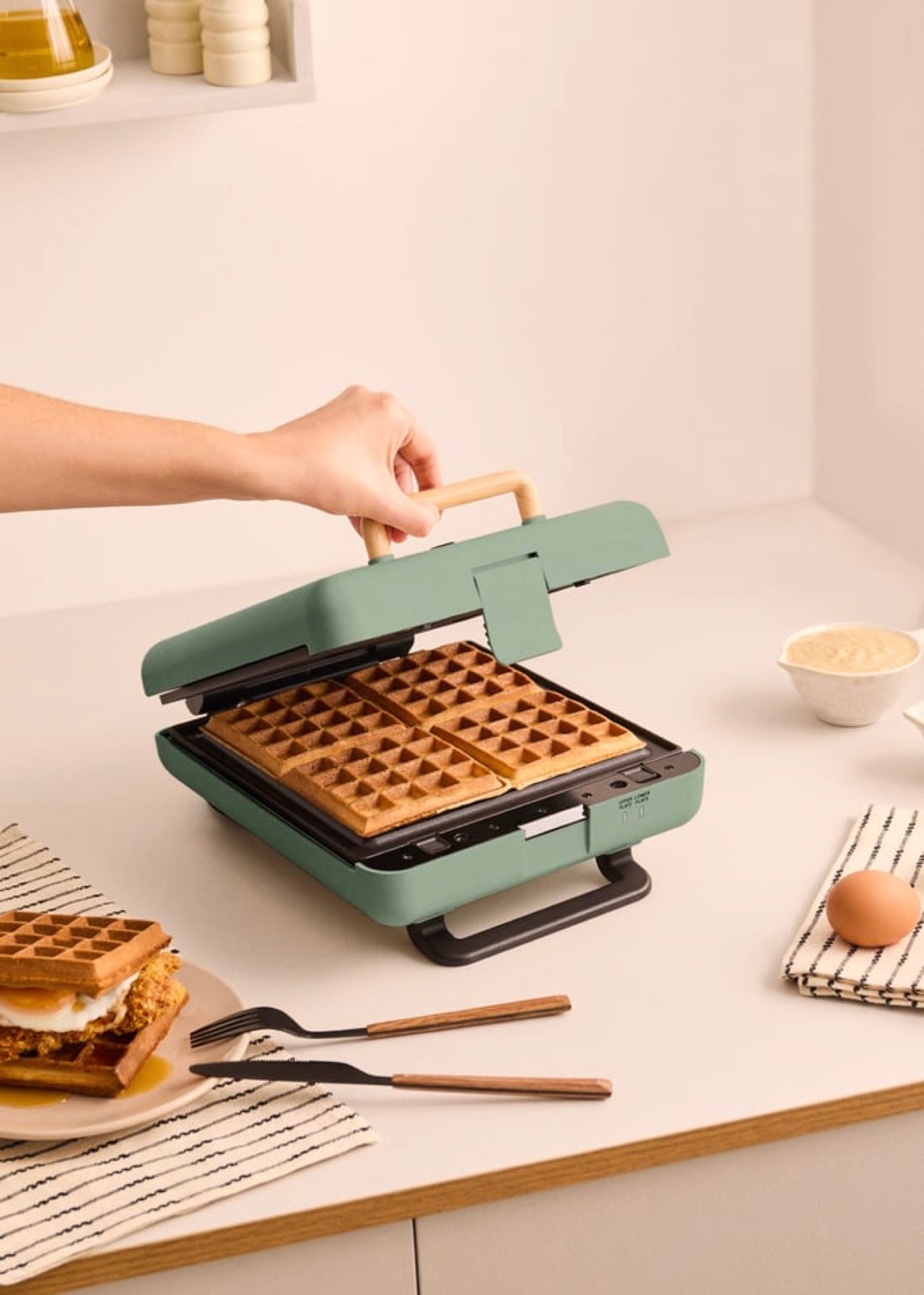 Stone Studio - Sandwich Maker, Grill & Waffle Maker - Quadruple - Sage