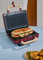 Stone Studio Double - Appareil À Croque-Monsieur, Grill & Gaufrier À Plaques Interchangeables - Bordeaux
