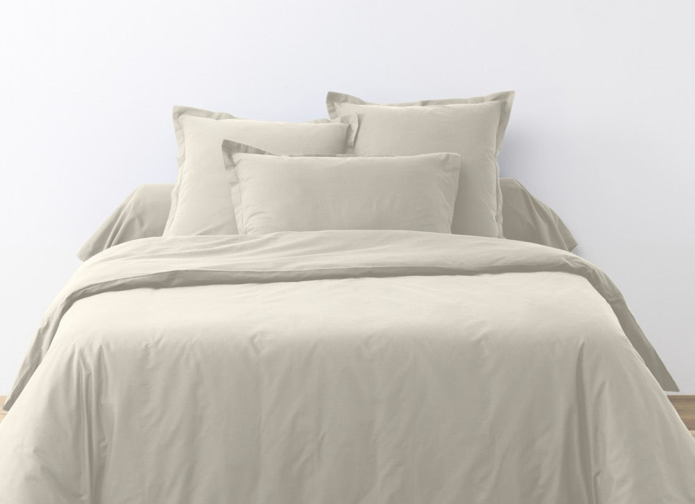 Bedding Set (Duvet Cover + Pillowcases) - 100% Cotton 57 Threads - Ivory