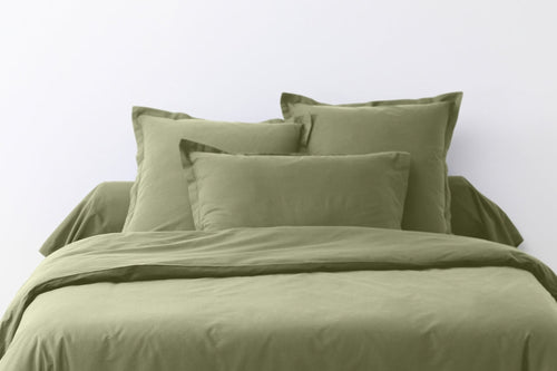 Lot De 2 Taies D'Oreiller - 100% Coton 57 Fils - Vert Verveine