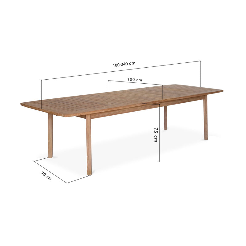 Gardena - Table De Jardin Extensible En Teck - Naturel