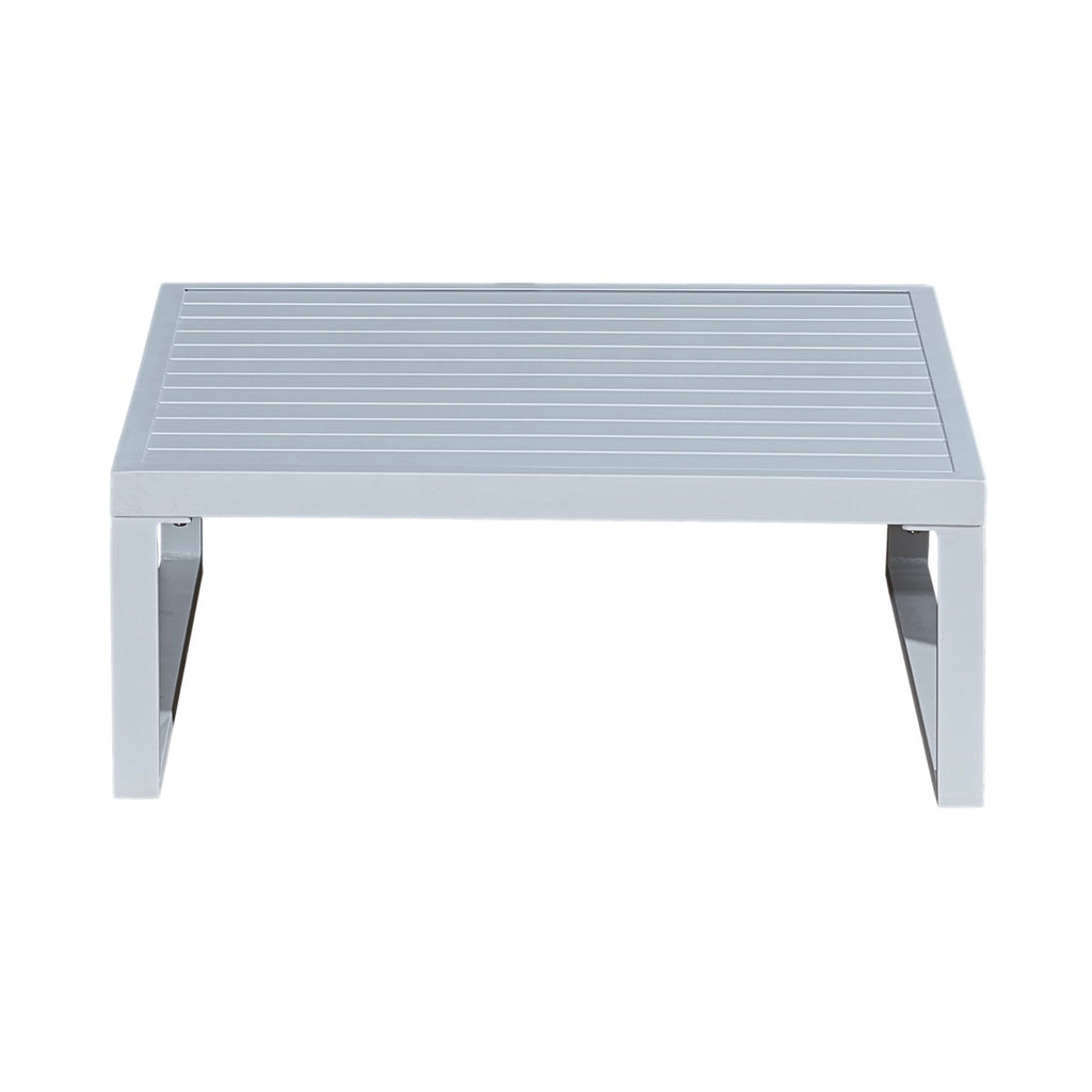 Aluzen - Salon De Jardin En Aluminium 4 Places + Pouf + Table Basse Rectangle - Gris