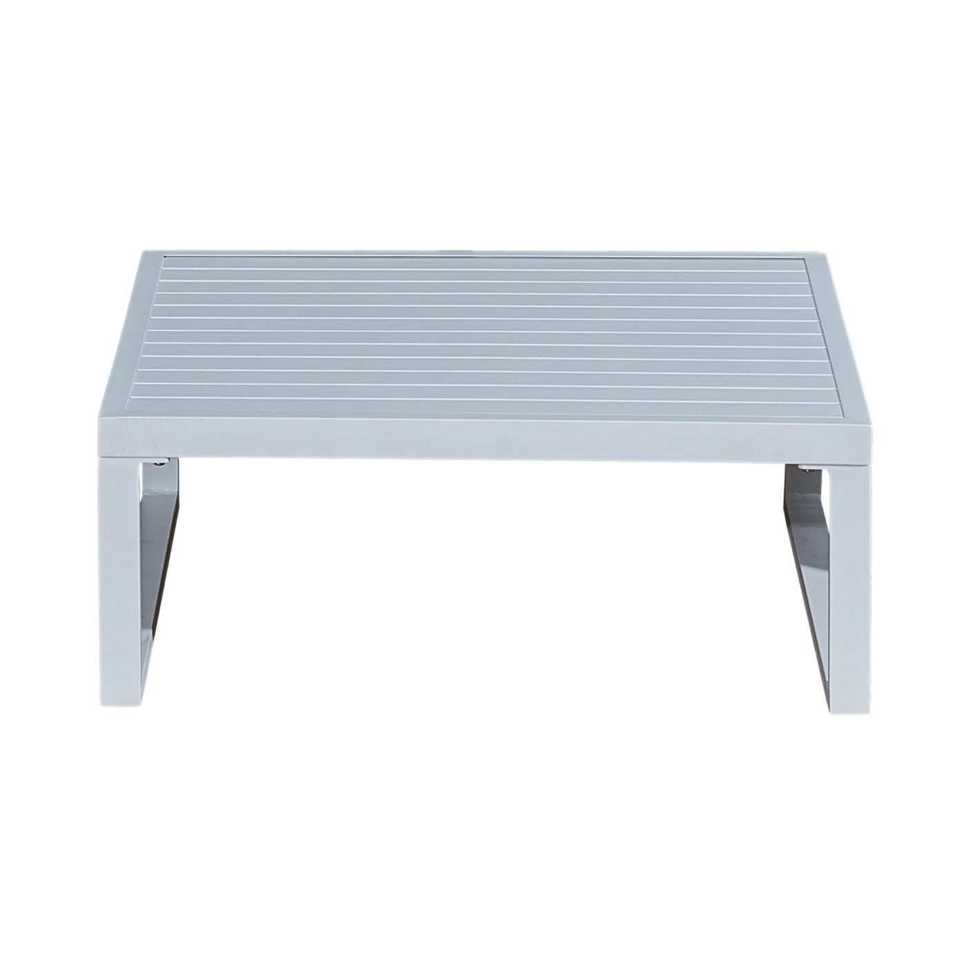 Aluzen - Salon De Jardin En Aluminium 4 Places + Pouf + Table Basse Rectangle - Gris