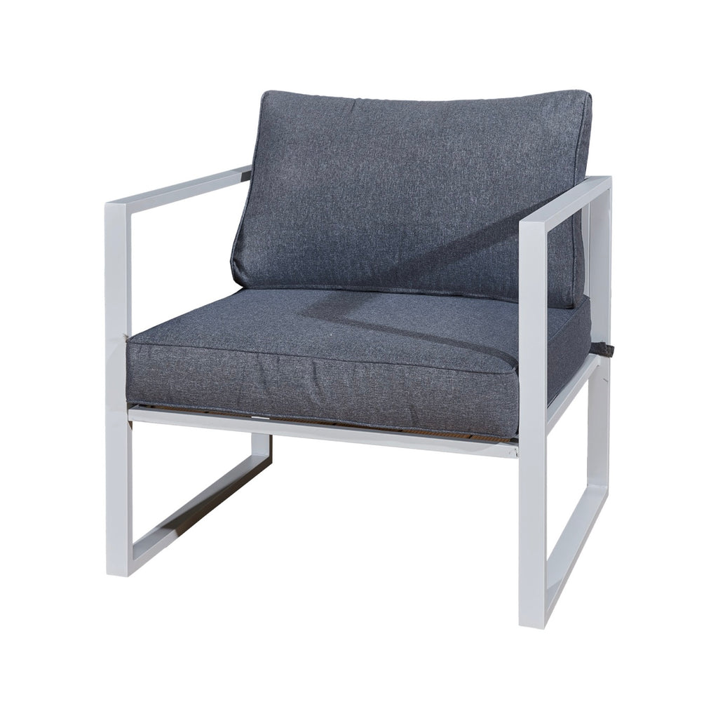 Aluzen - Salon De Jardin En Aluminium 4 Places + Pouf + Table Basse Rectangle - Gris