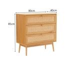 Lounea - Commode 3 Tiroirs Avec Cannage - Naturel