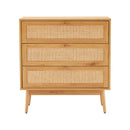 Lounea - Commode 3 Tiroirs Avec Cannage - Naturel