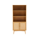 Lounea - Bibliothèque 2 Portes Avec Cannage - Naturel