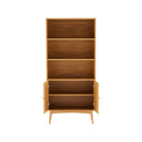 Lounea - Bibliothèque 2 Portes Avec Cannage - Naturel