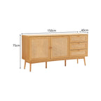 Lounea - Buffet 2 Portes 3 Tiroirs Avec Cannage - Naturel