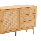 Lounea - Buffet 2 Portes 3 Tiroirs Avec Cannage - Naturel