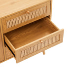 Lounea - Buffet 2 Portes 3 Tiroirs Avec Cannage - Naturel