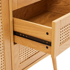 Lounea - Buffet 2 Portes 3 Tiroirs Avec Cannage - Naturel