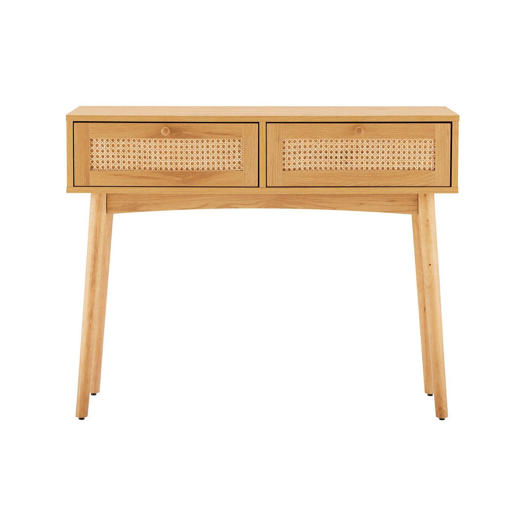 Lounea - Console 2 Tiroirs Avec Cannage - Naturel