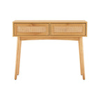 Lounea - Console 2 Tiroirs Avec Cannage - Naturel