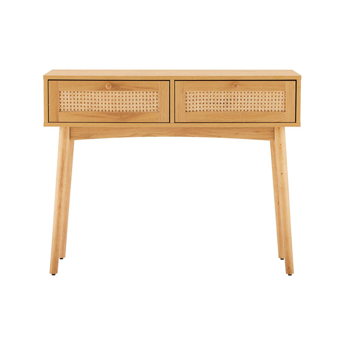 Lounea - Console 2 Tiroirs Avec Cannage - Naturel