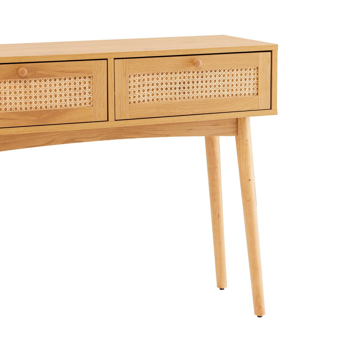 Lounea - Console 2 Tiroirs Avec Cannage - Naturel