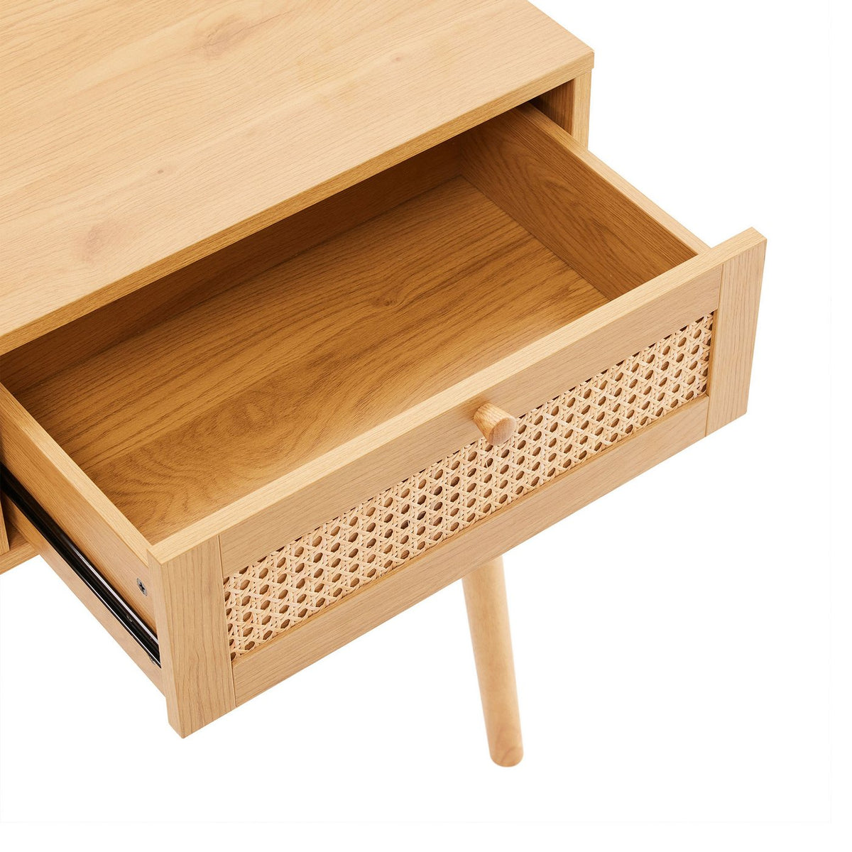 Lounea - Console 2 Tiroirs Avec Cannage - Naturel