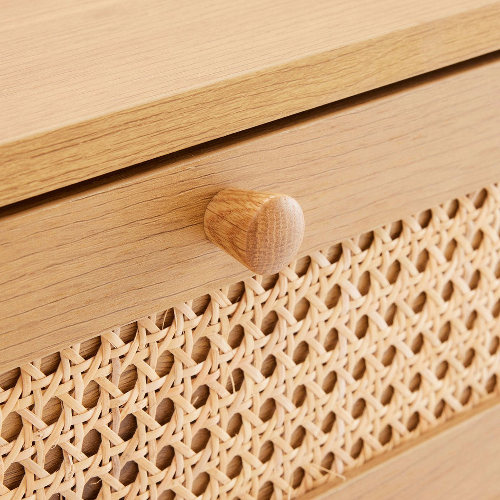 Lounea - Console 2 Tiroirs Avec Cannage - Naturel