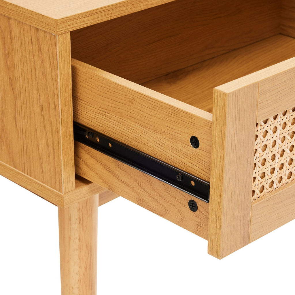 Lounea - Console 2 Tiroirs Avec Cannage - Naturel